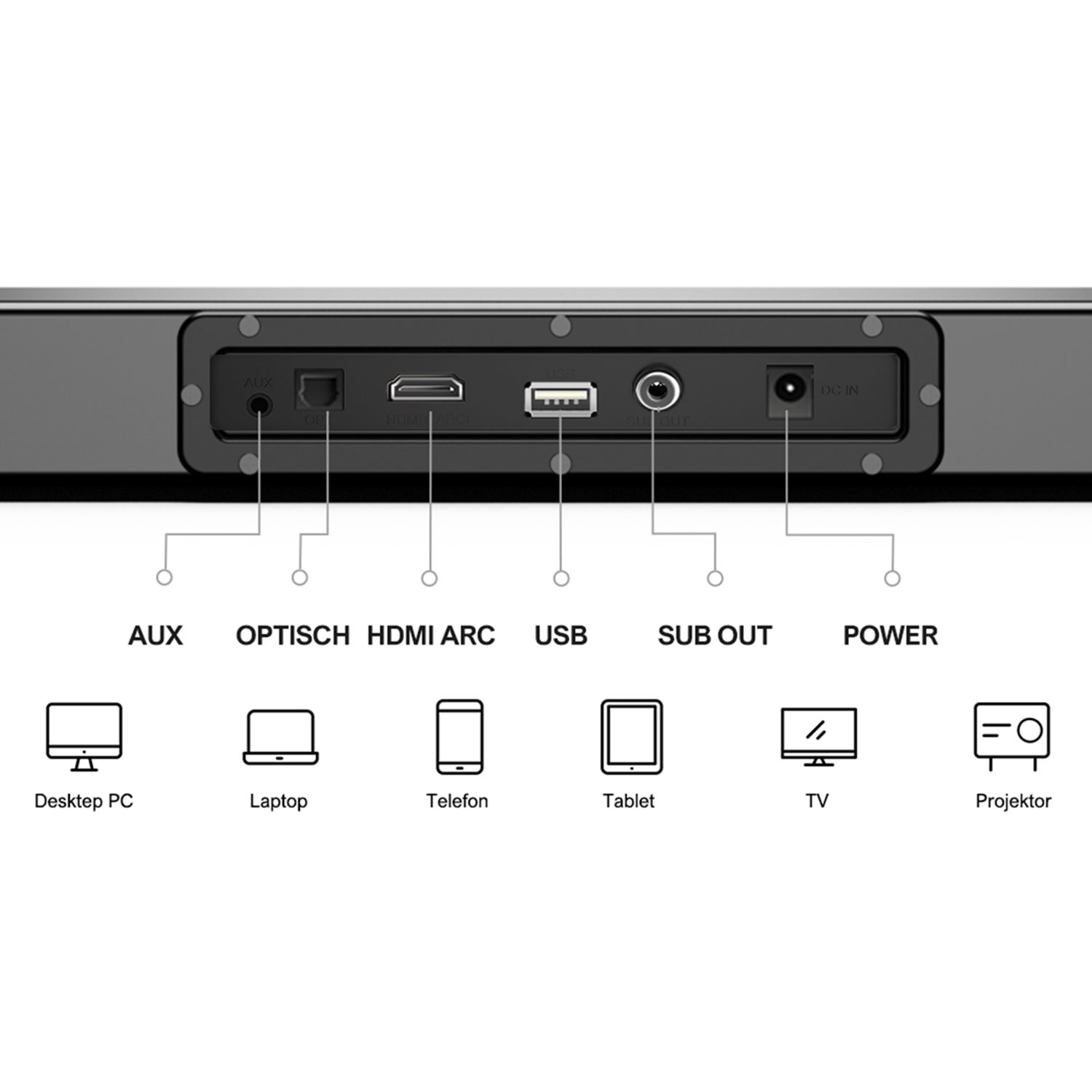 Ultimea Nova S40 2.1 Soundbar (5,25'' Tieftöner, BASSMAX, Schlanken 3,8-cm-Design)