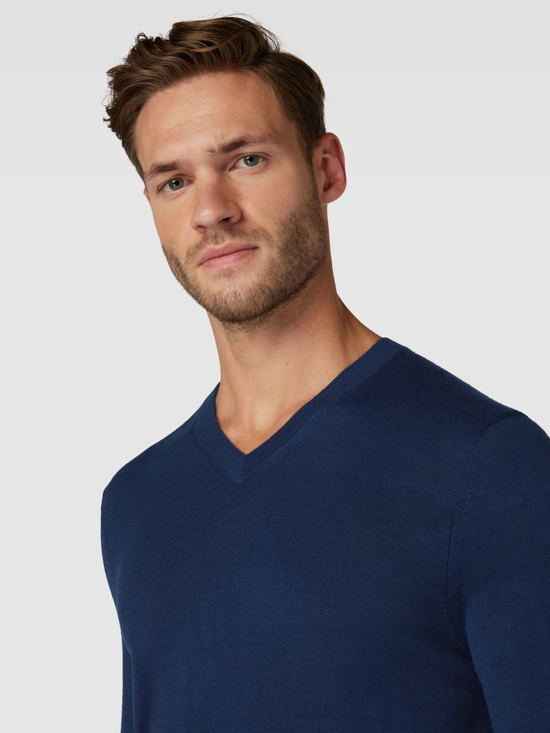 Strickpullover in dunkelblau meliert