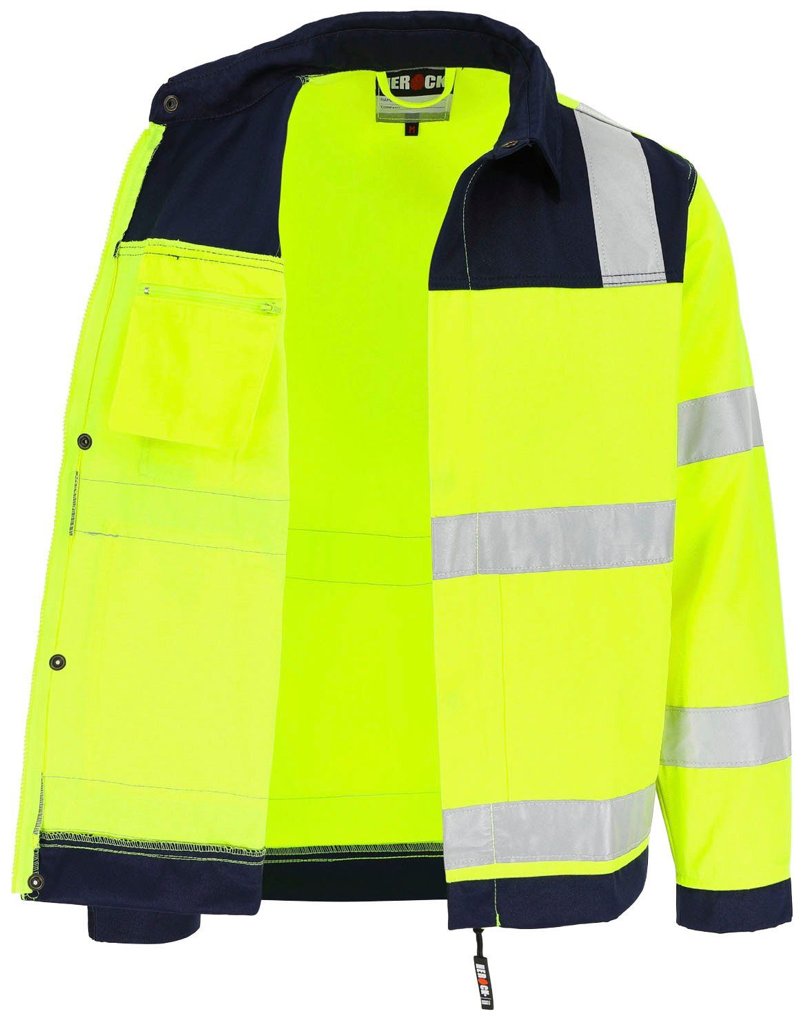 Herock Arbeitsjacke Hydros Hochsichtbar Jacke Hochwertig, 5 Taschen, eintellbare Bündchen, 5cm reflektierende Bänder