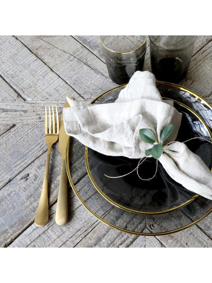 Chic Antique Glasteller mit Goldrand in Grau | Gold günstig kaufen onesize
