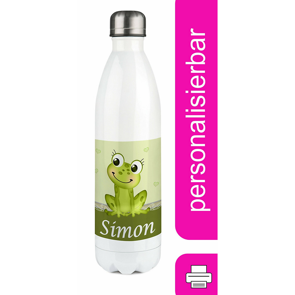 Edelstahl Kinder Thermoflasche / Trinkflasche bunt Frosch Spülmaschinenfest, Auslaufsicher, Bruchfest, Doppelwandig, Für Heißgetränke geeignet, Mit Deckel, Isoliert