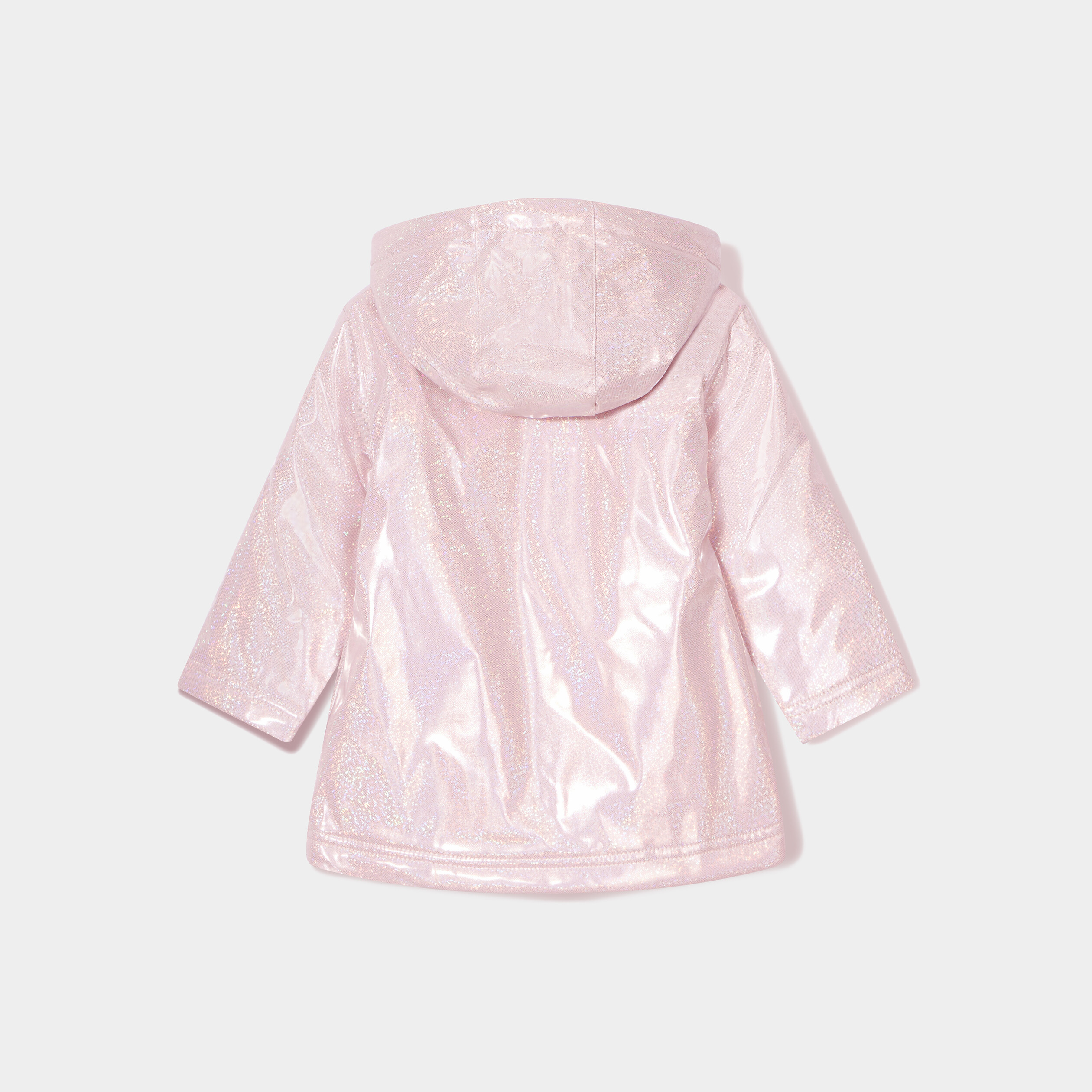 Parka pailletée à capuche doublée rose clair bébé fille | La Halle