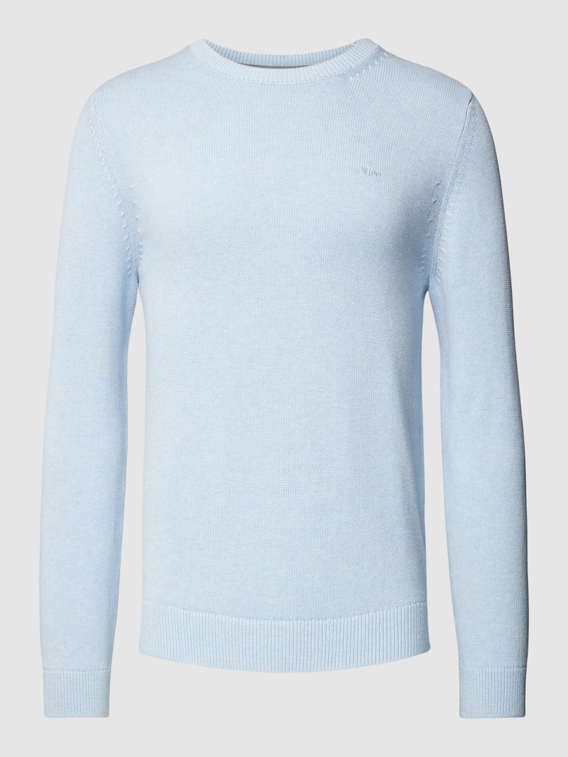 Strickpullover mit Label-Stitching in hellblau