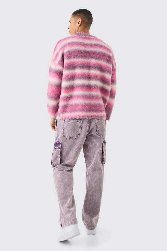 Lockere Cord-Cargohose mit Acid-Waschung