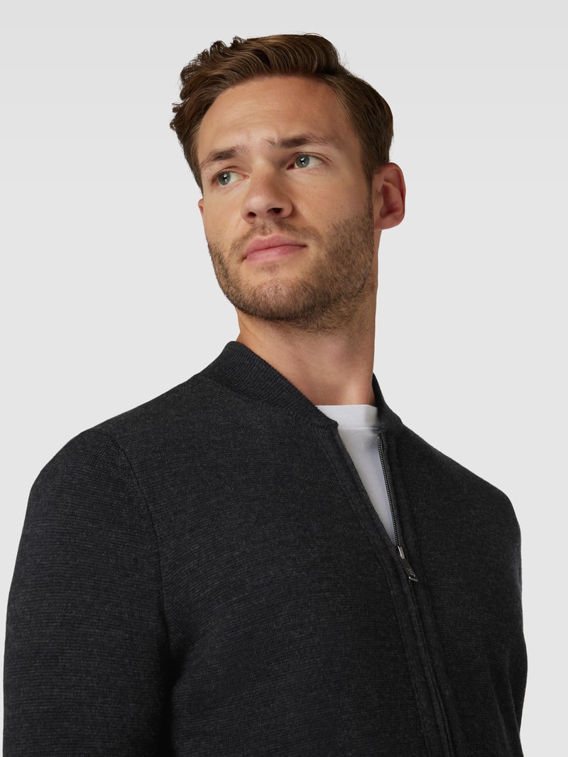 Strickjacke mit Zweiwege-Reißverschluss in anthrazit meliert