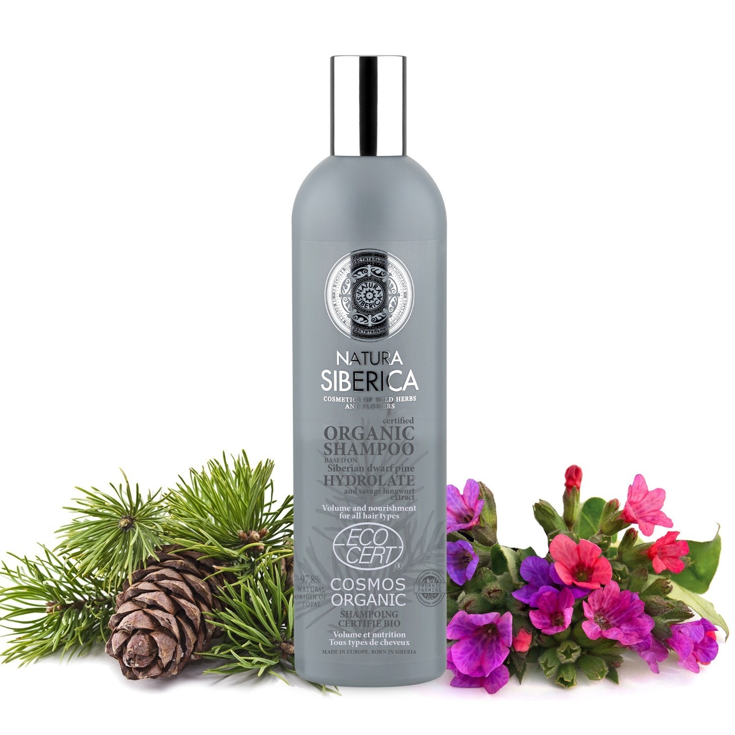 Certyfikowany organiczny szampon Natura Siberica zwiększający objętość i odżywiający włosy do wszystkich rodzajów