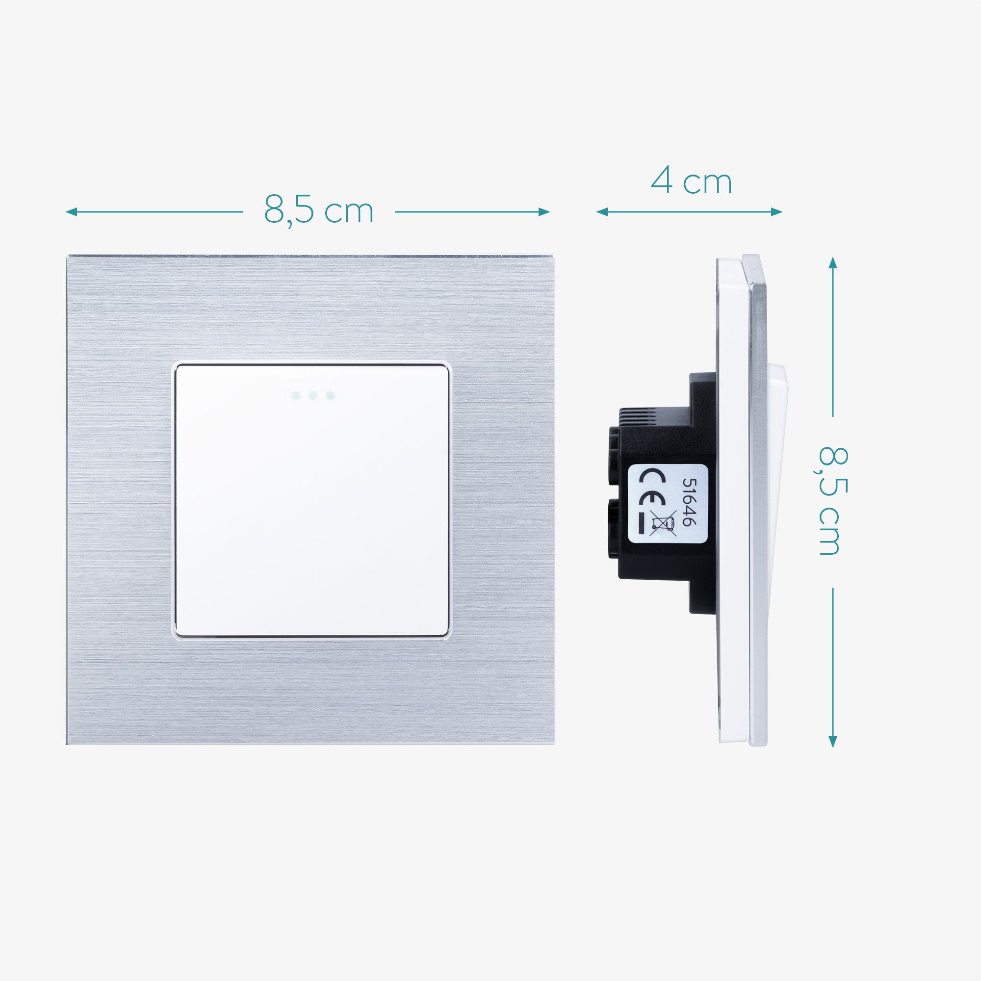 Navaris Lichtschalter Design Schalter aus Aluminium - Einbau- oder Aufputz-Wandschalter
