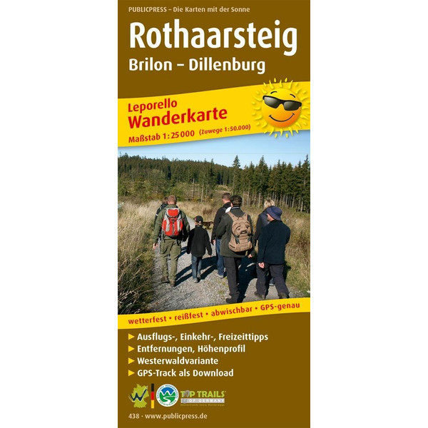 Wanderkarte Rothaarsteig, Brilon - Dillenburg 1 : 25 000 - Wanderkarte
