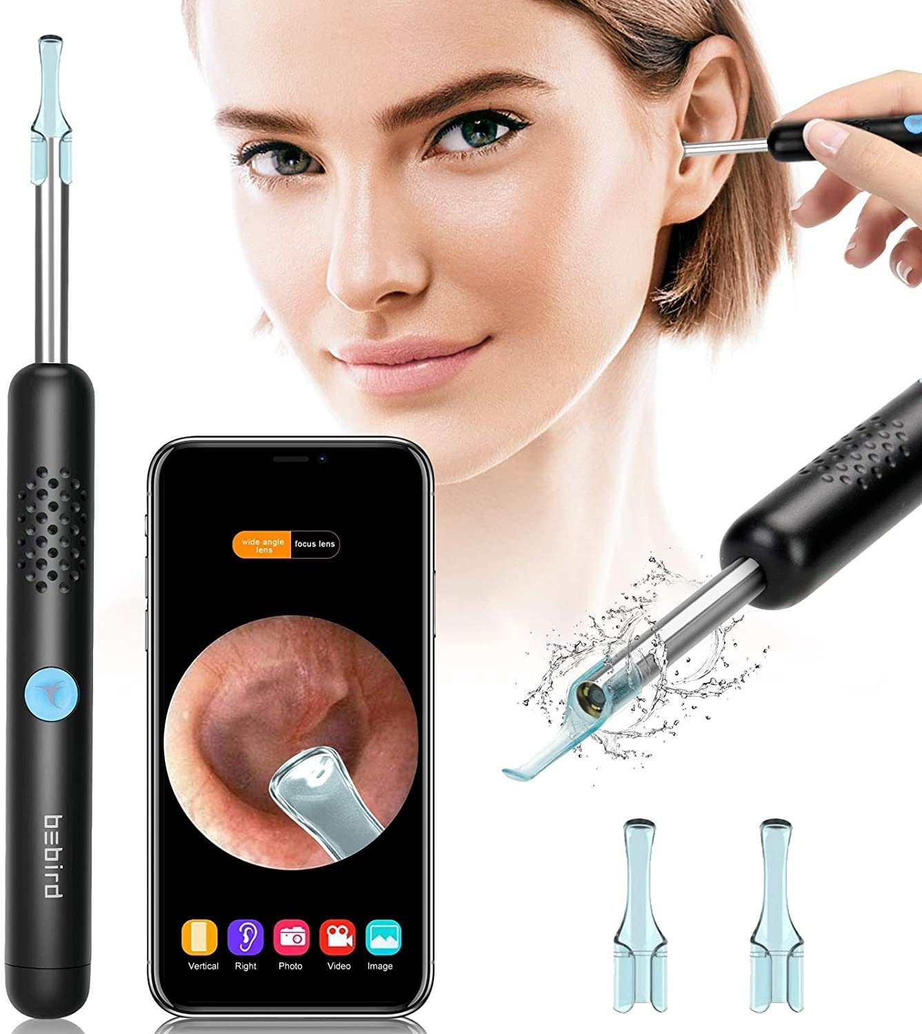 IVSO Ohrenreiniger Otoskope Ohrreiniger, Ohrenschmalz Entferner,1080P Endoskop Ohren, mit 6 LED Licht, 1080P klares Bild, Weiches Silikonmaterial für iPhone, iPad & Android Smartphones