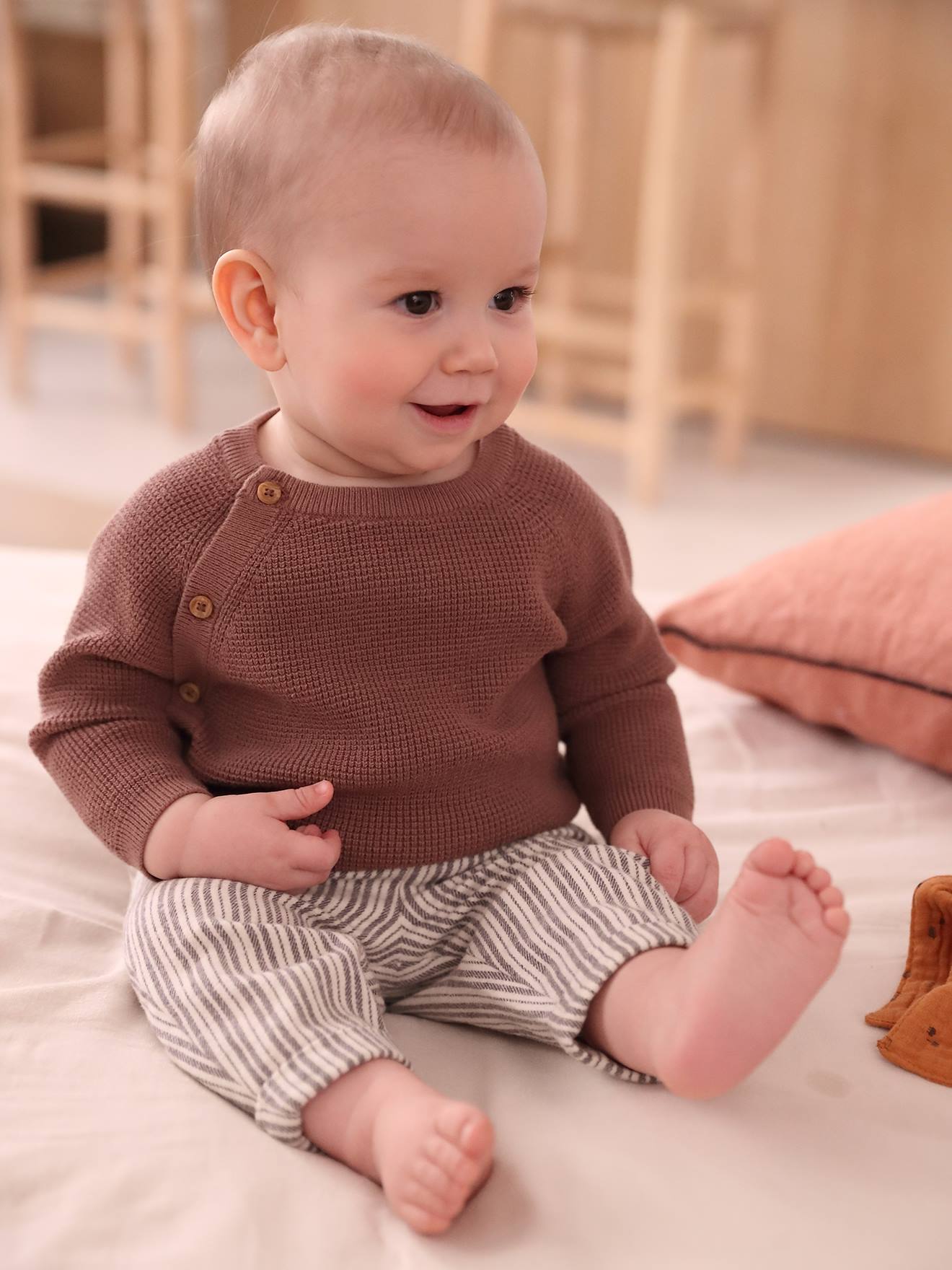 Vertbaudet Baby Strickjacke mit Öffnung vorn Oeko-Tex - mokka