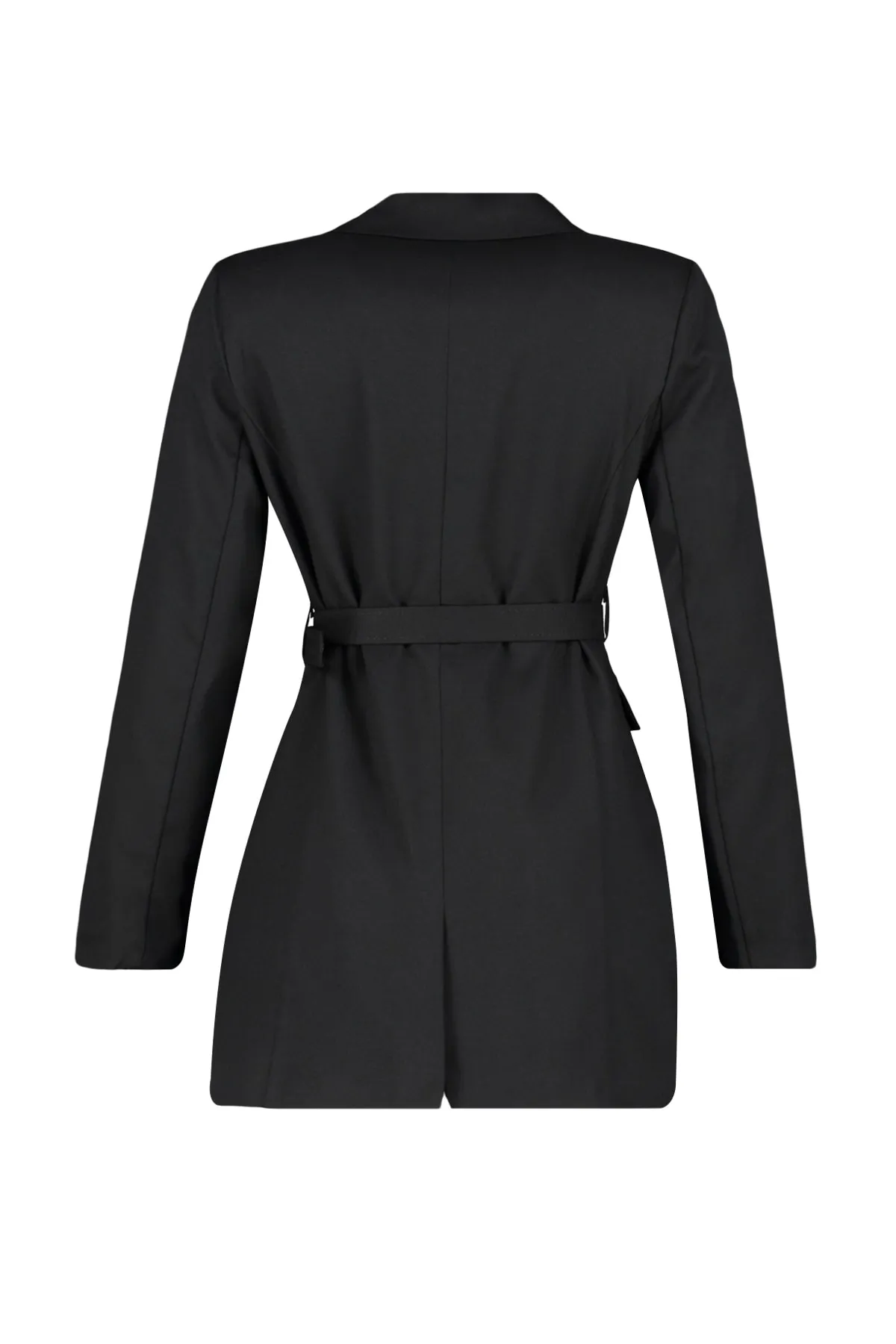 Trendyol Modest  Schwarze, gefütterte Webjacke mit Gürtel TCTSS23CK00007