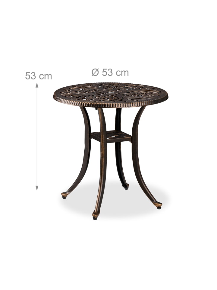 relaxdays Gartentisch in Schwarz/ Bronze - (H)53 x Ø 53 cm günstig kaufen onesize