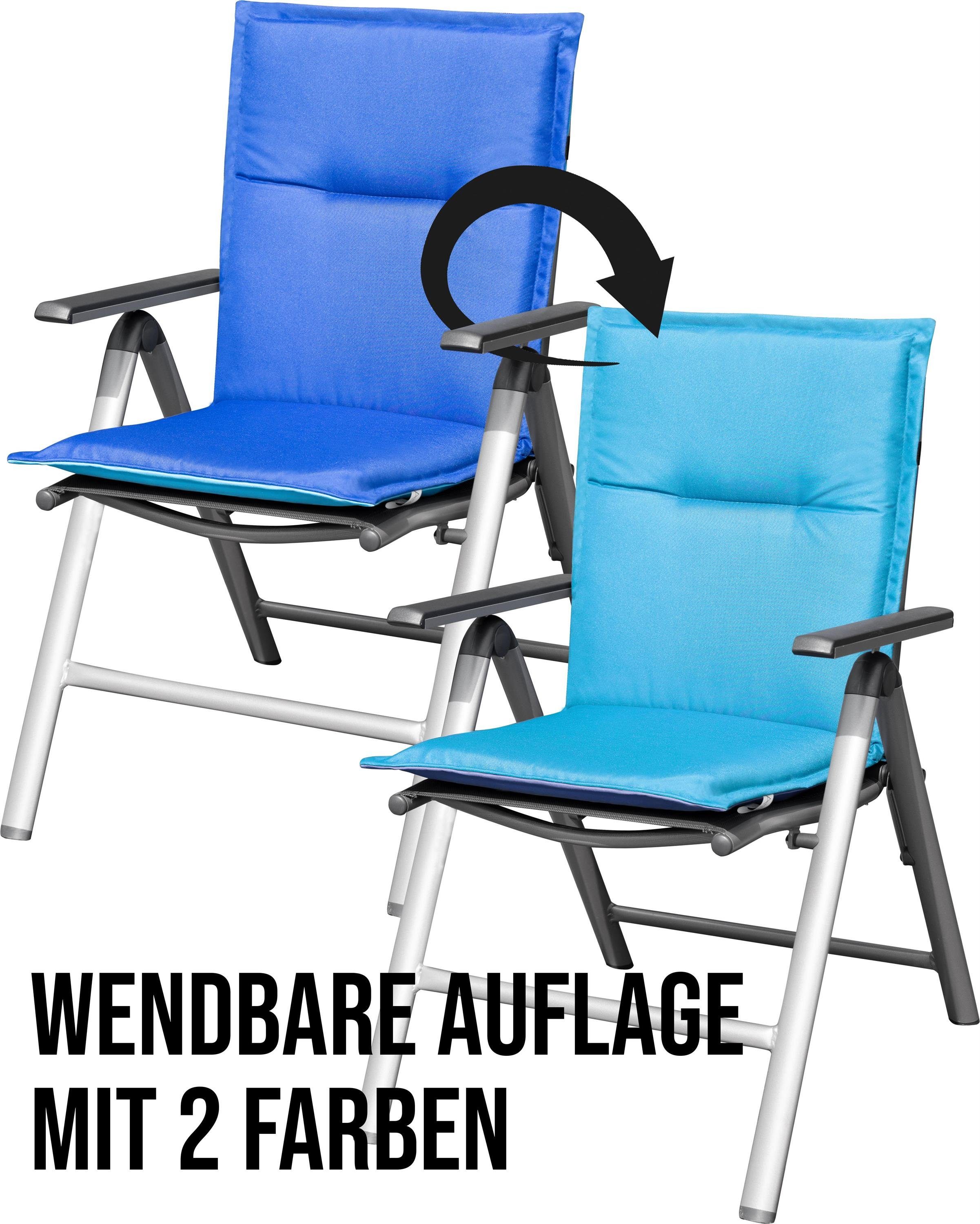 Aspero Sitzauflage 6 Niedriglehner Stuhlauflagen, wendbare Outdoor Auflage