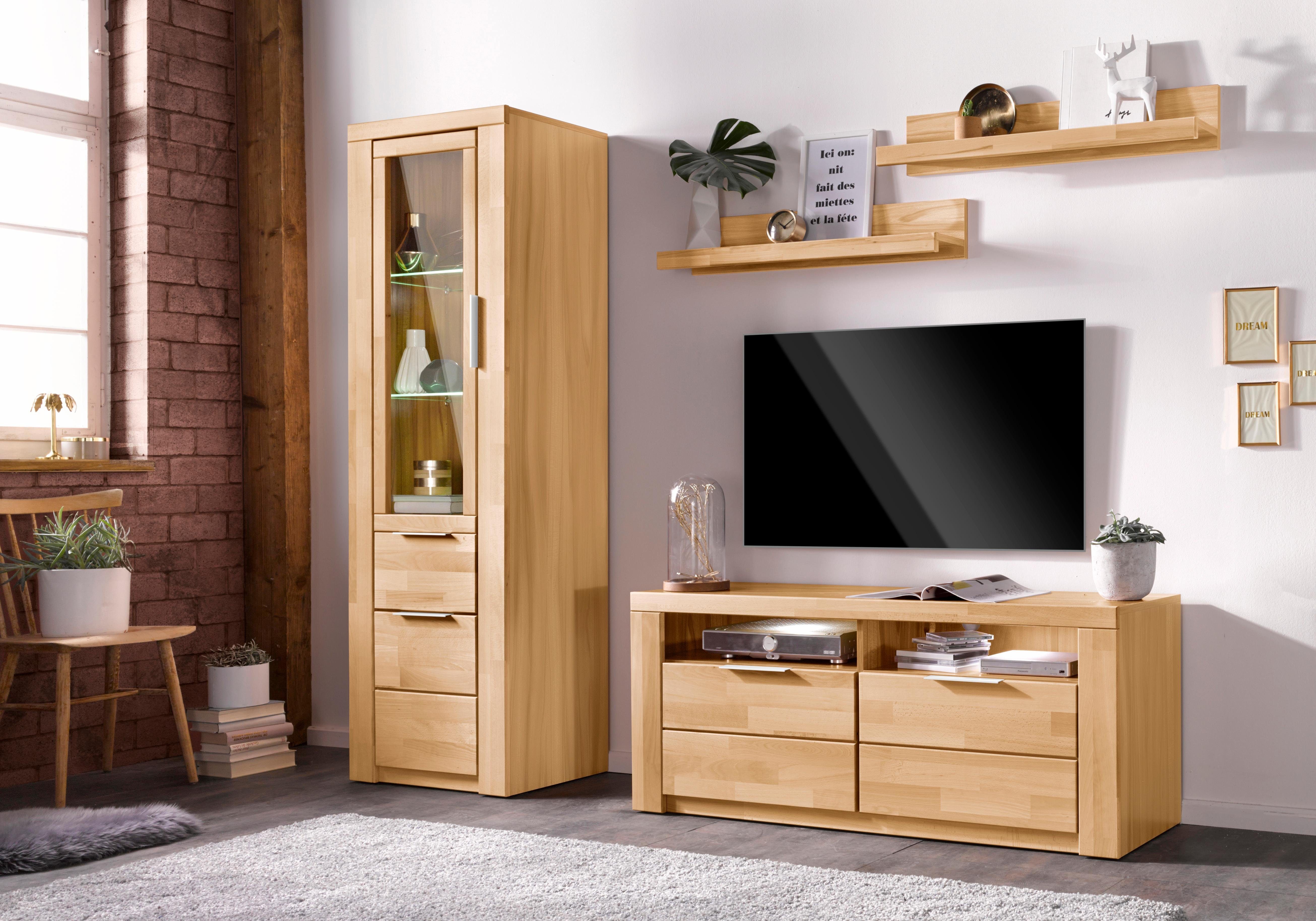 Woltra Wohnwand Zara, (Set, 4-St), teilmassives Holz
