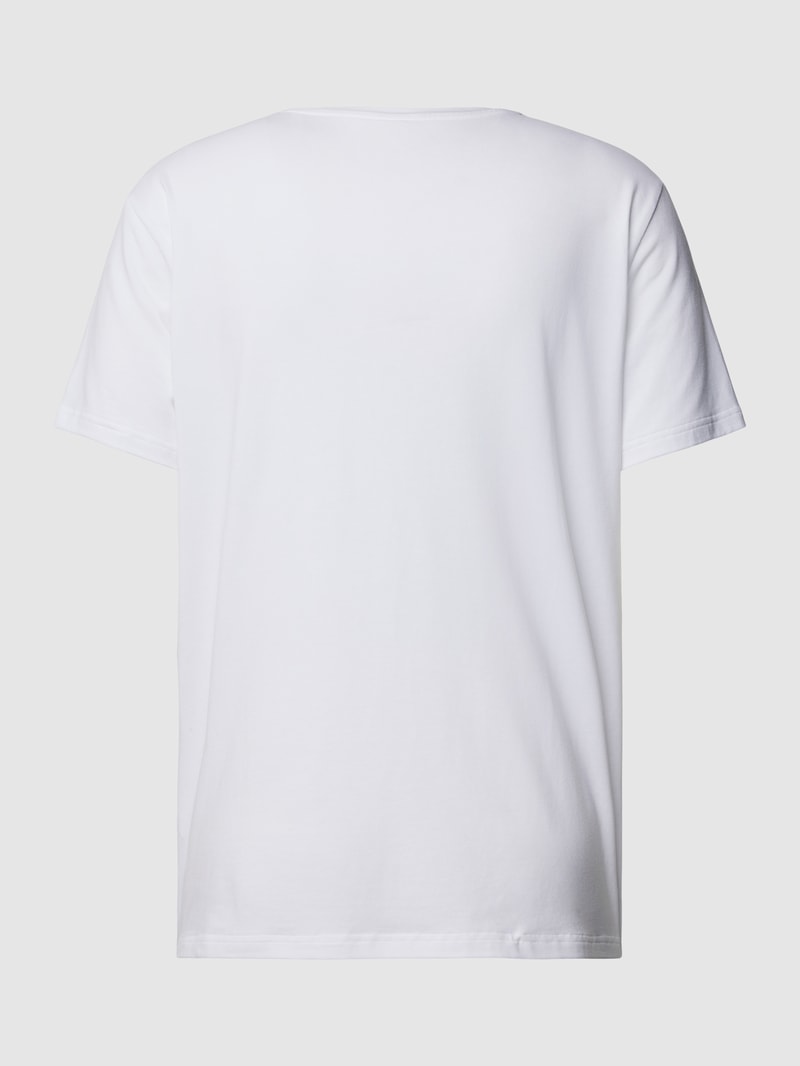 T-Shirt mit geripptem Rundhalsausschnitt im 2er-Pack in weiß