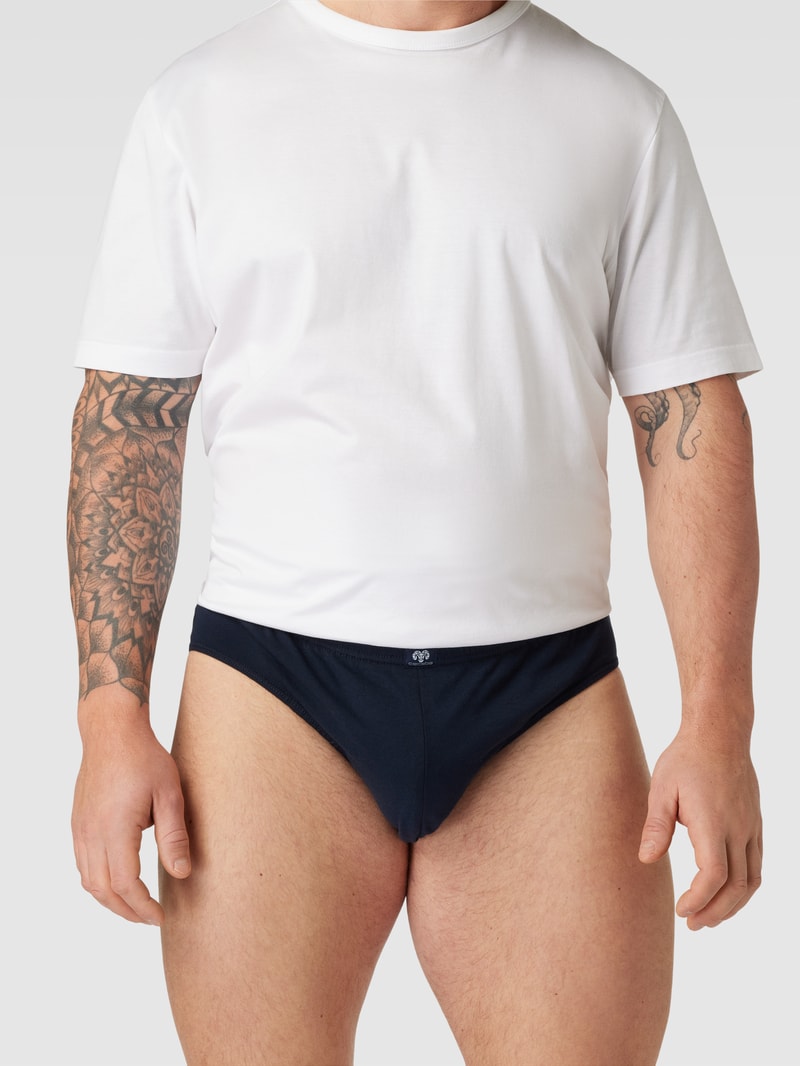PLUS SIZE Slip im 3er-Pack Modell 'KONVEX' in marineblau