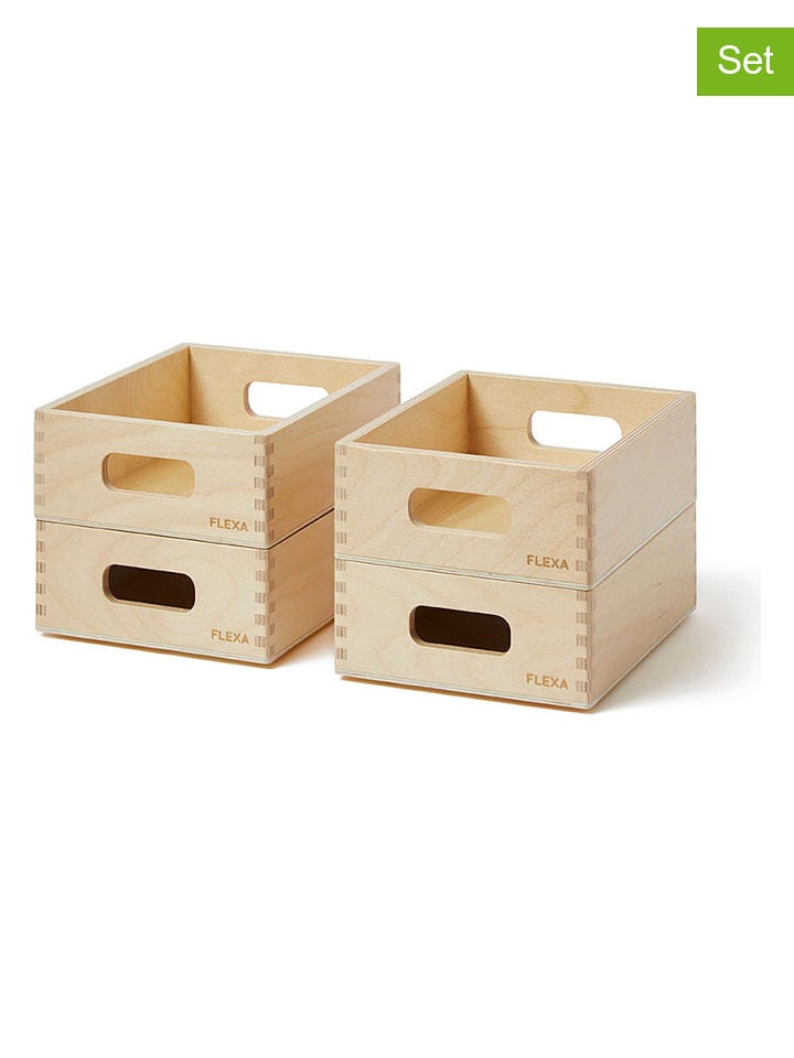 FLEXA 4er-Set: Aufbewahrungskisten in Beige - (B)19 x (H)15 x (T)6,8 cm günstig kaufen onesize