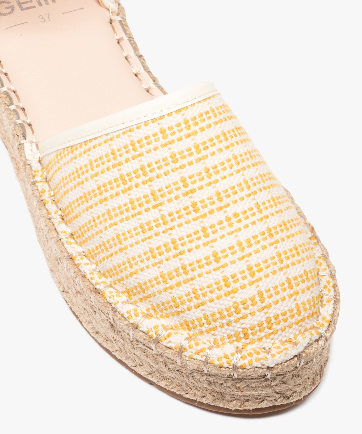 Sandales femme style espadrilles ouvertes sur les ctés jaune | GEMO