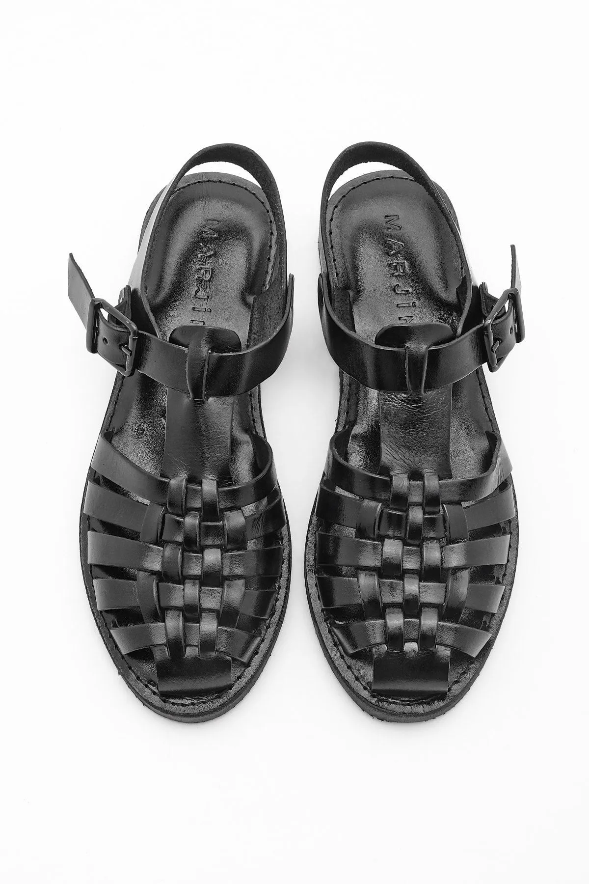Marjin  Damen Sandalen Kesva aus echtem Leder mit leichter Eva-Sohle, schwarz