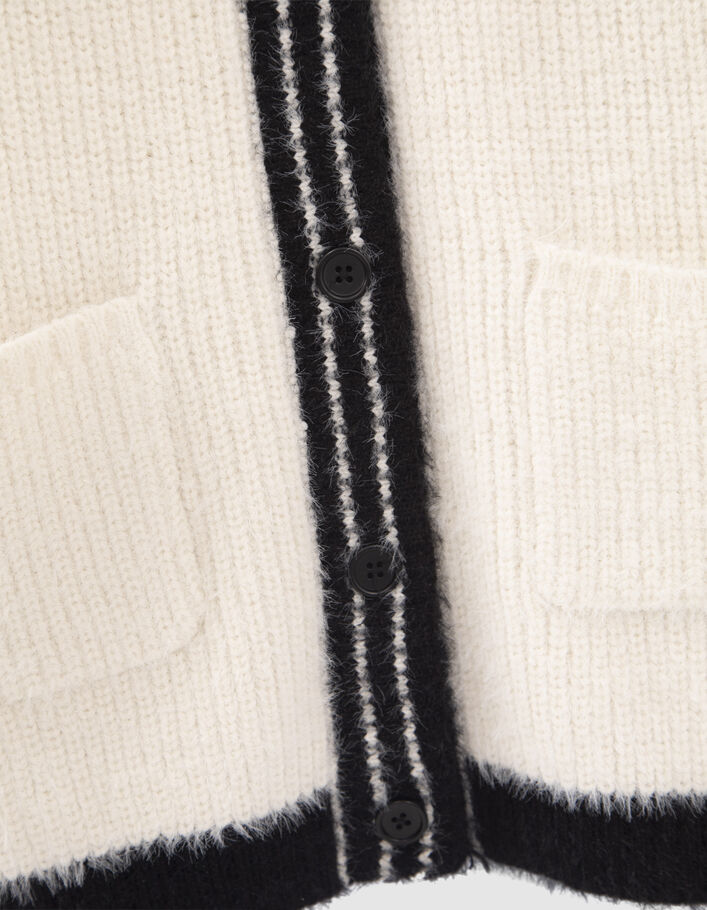 Cardigan long écru tricot poilu esprit Collège fille