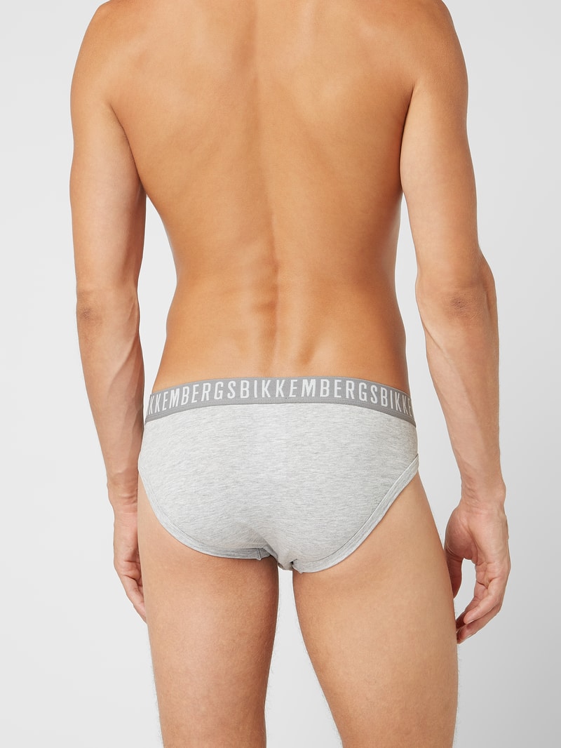 Slip mit Stretch-Anteil im 2er-Pack in mittelgrau meliert