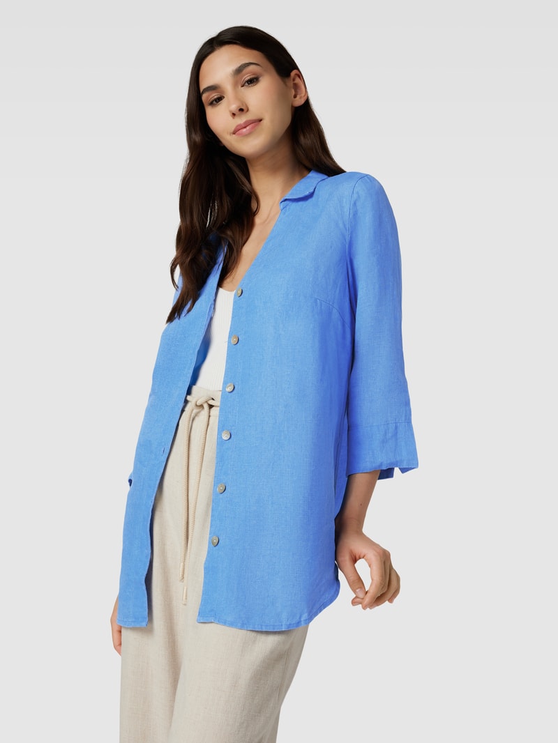 Leinenbluse mit Knopfleiste in jeans