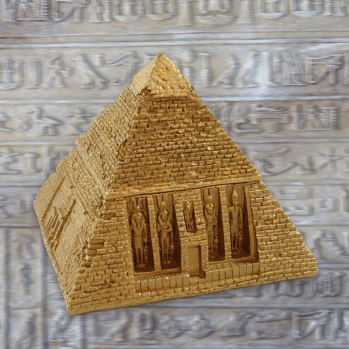 colourliving Schmuckkasten Dekofigur Pyramide Schmuckschatulle Schmuck Aufbewahrung Ägypten, detailreich verarbeitet, handbemalt, möbelschonende Filzuntersetzer