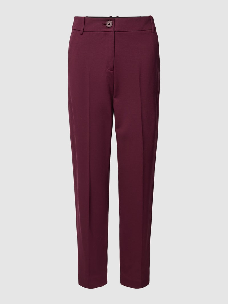 Stoffhose in unifarbenem Design mit Bügelfalten in aubergine