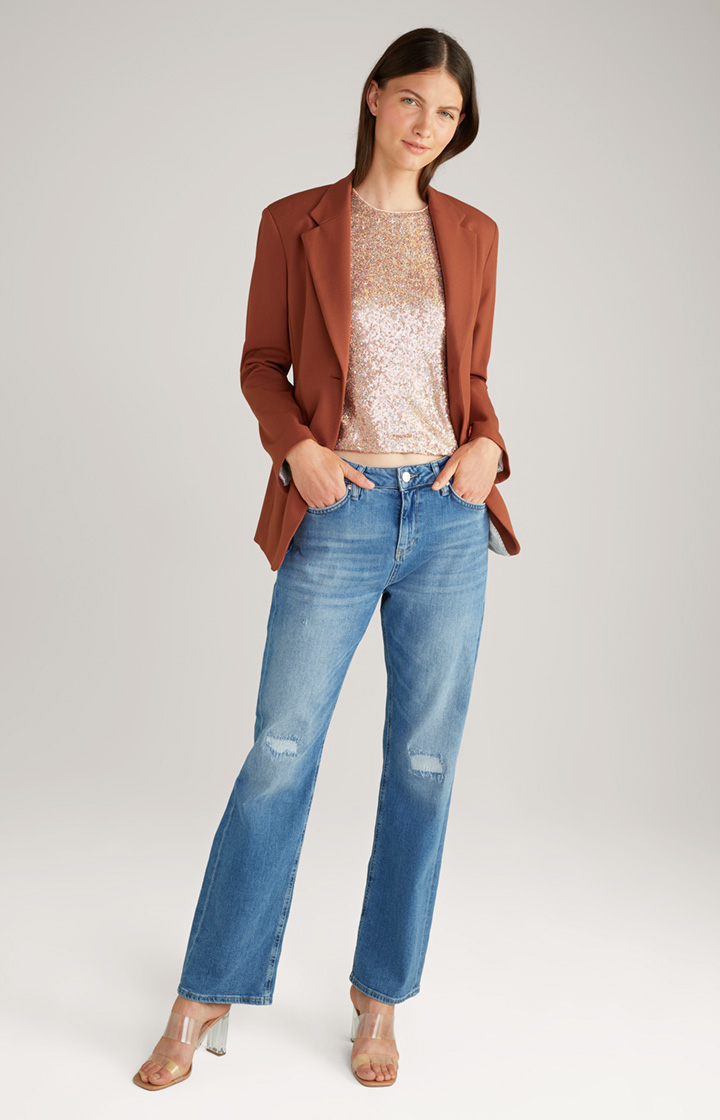 Pailletten-Blusenshirt in Kupfer/Gold