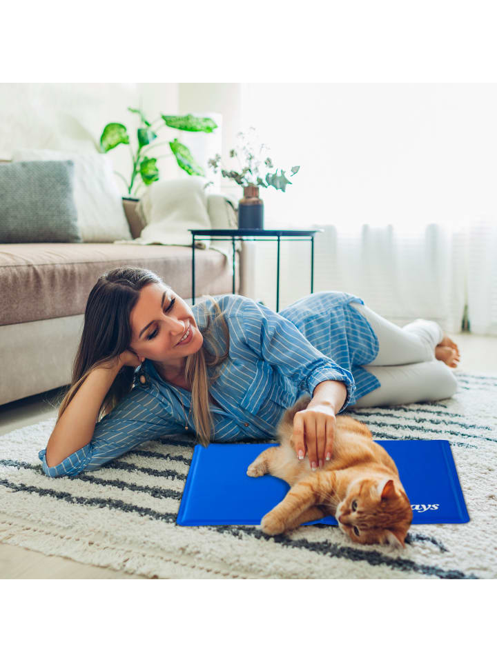 relaxdays Kühlmatte Hund in Blau - (B)50 x (T)90 cm günstig kaufen onesize