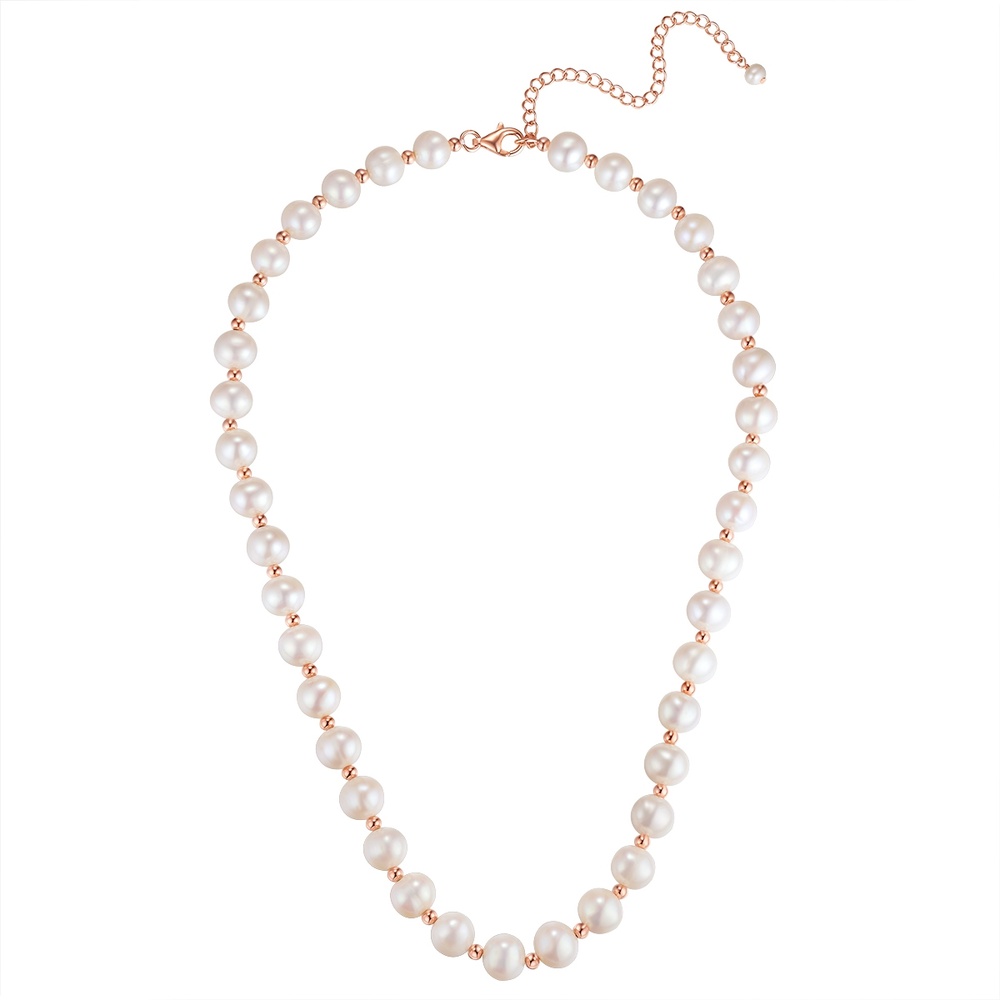 Valero Pearls Chaîne Argent sterling Perle de culture d'eau douce en Or rose collier
