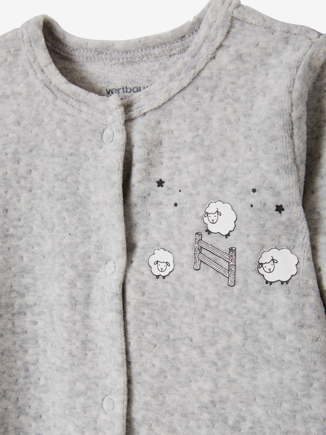 Lot de 2 pyjamas bébé en velours ouverture naissance nuage lot ivoire