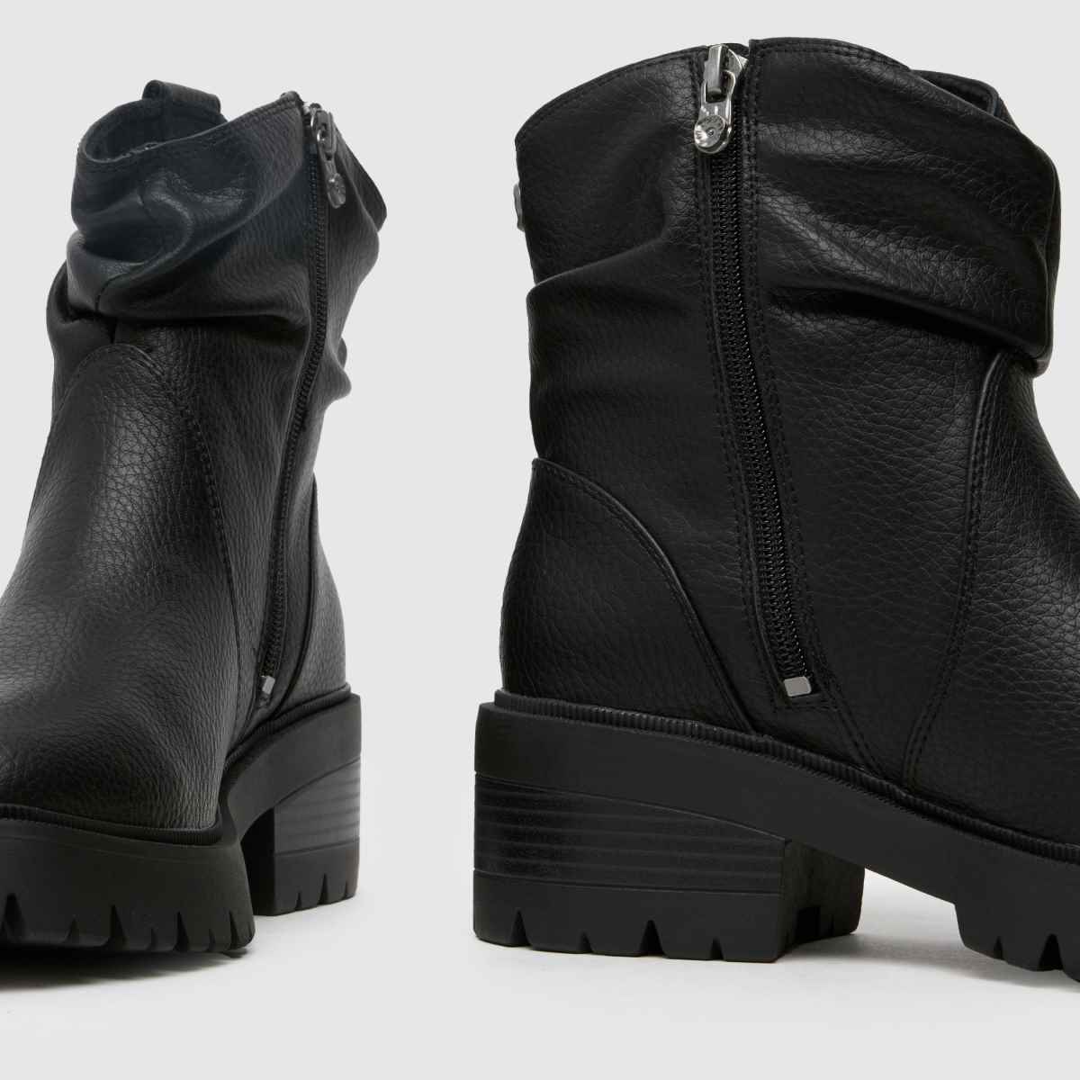 Blowfish Malibu – Svarta bikerboots med rynka i enbärsfärg