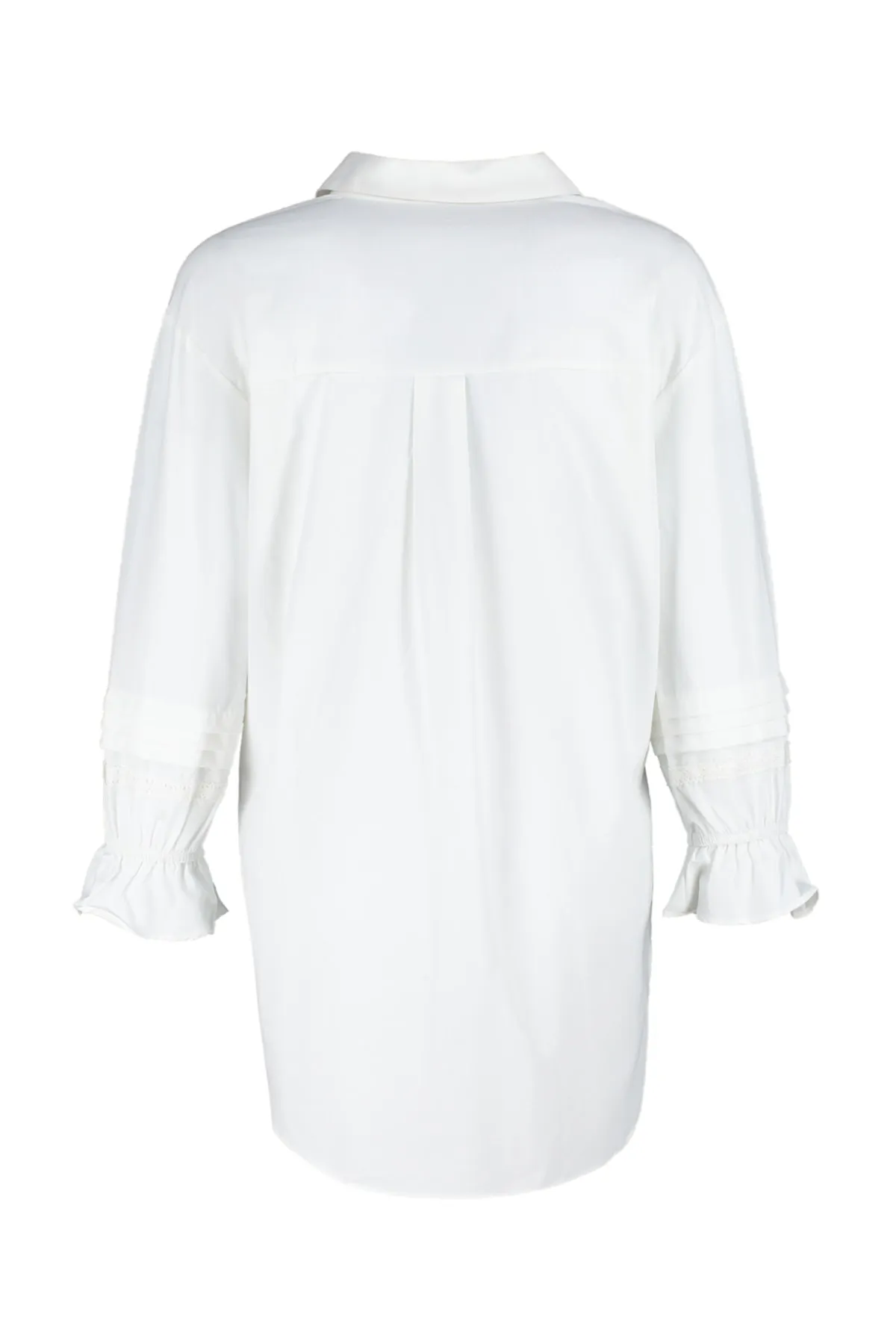 Trendyol Modest  Ecrufarbenes, besticktes Hemd aus gewebter Baumwolle TCTSS23TG00033