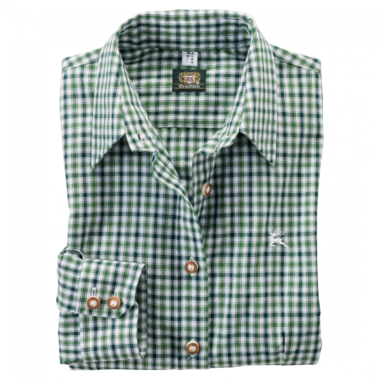 OS Trachten Damen Bluse (kariert, mit Stickerei)
