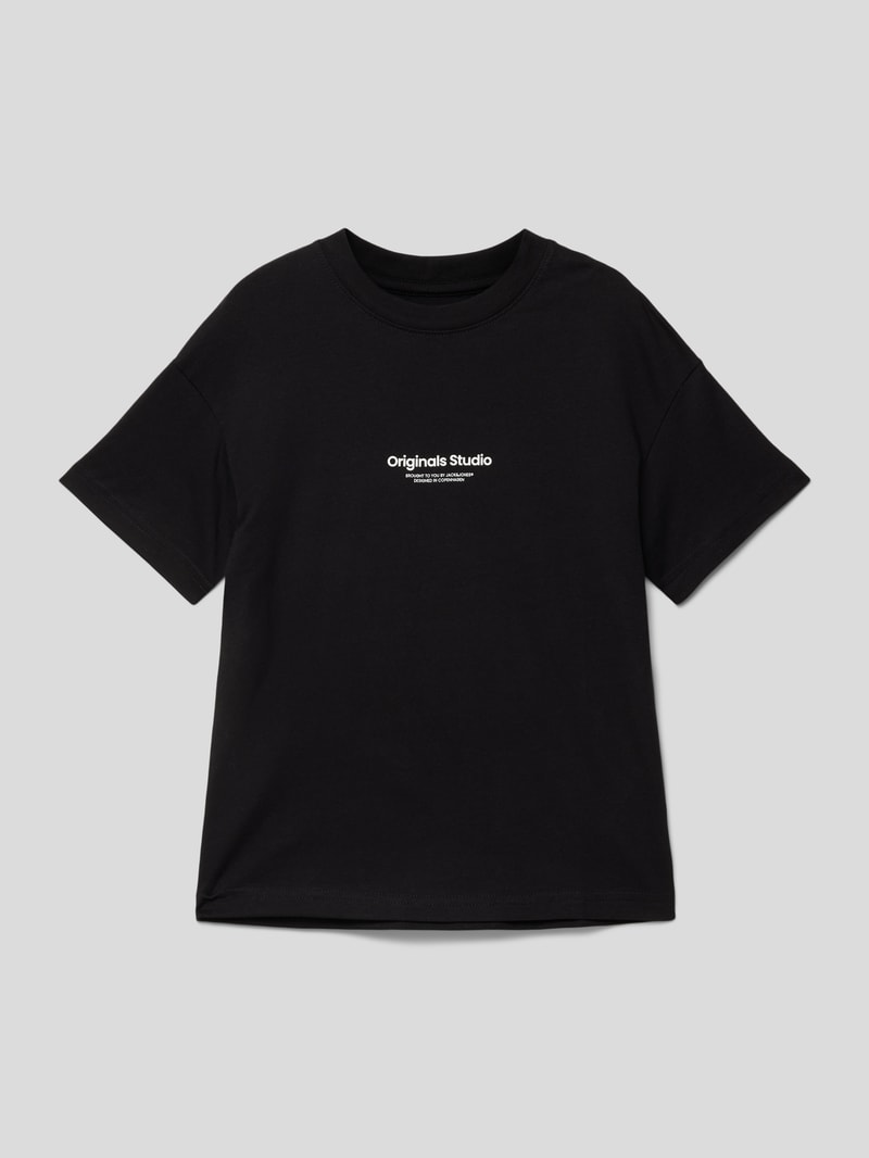 T-Shirt mit Label-Print in schwarz