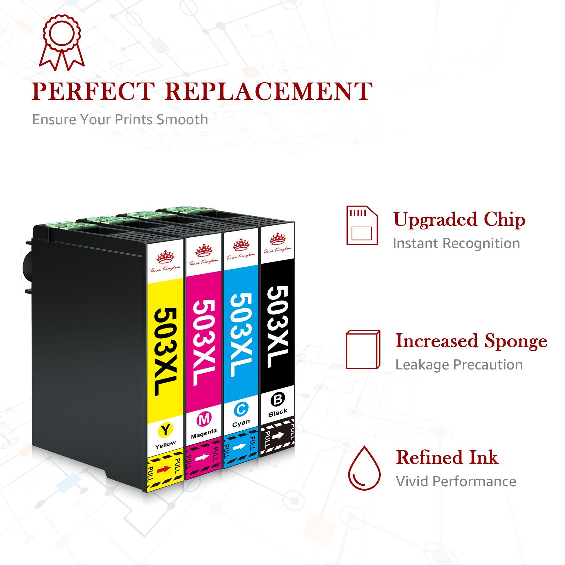 Toner Kingdom 8er 503 Multipack für Epson 503XL Druckerpatronen Tintenpatrone (WorkForce WF-2960DWF WF-2965DWF, Expression Home XP-5200 XP-5205)