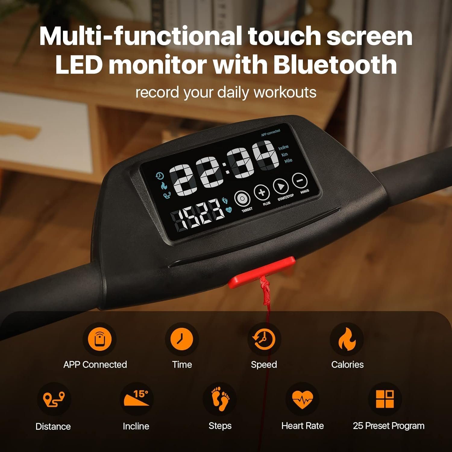 mobvoi Laufband (Laufband Neigung 3HP Falten 15% Steigungen mit Bluetooth Workout App), Laufband für Home Gym Indoor Übung Fitness 25 Preset Programm