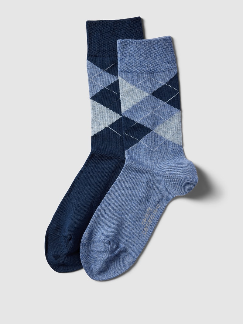 Socken mit Karomuster im 2er-Pack in blau
