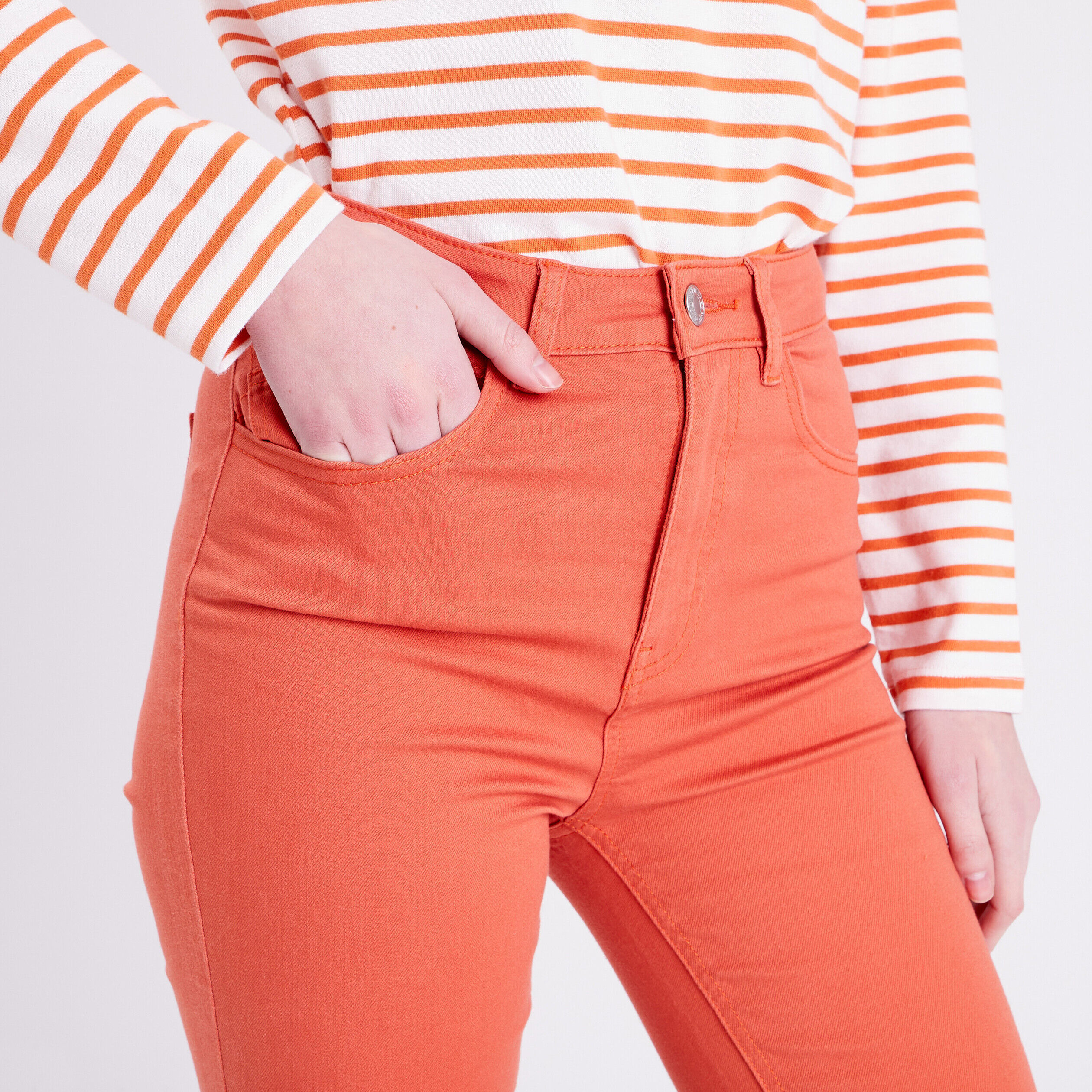 Jeans flare taille haute orange foncé femme | Cache Cache