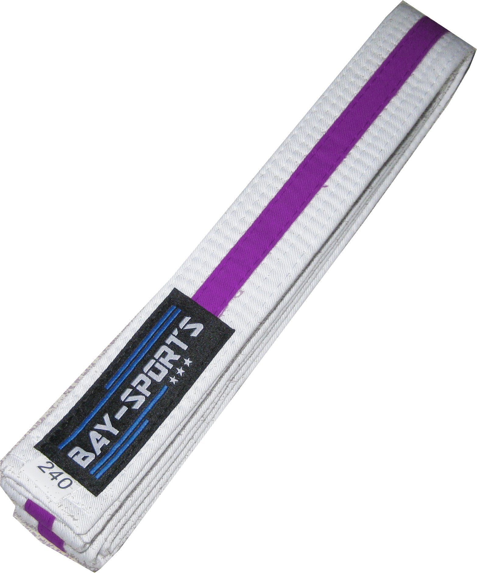 BAY-Sports Karateanzug Budogürtel weiß/lila/weiß mit Mittelstreifen, violett Zweifarbig, Mehrfarbig, Karategürtel Kampfsportgürtel (Standard, Traditionell), Judogürtel, Taekwondogürtel, Länge 160 cm - 350 cm