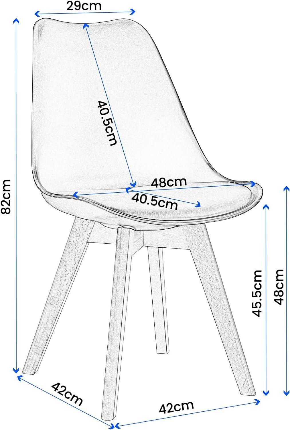 EUGAD 4-Fußstuhl (4 St), Esszimmerstühle Design, mit Massivholzbeinen, gepolstert, Kunstleder