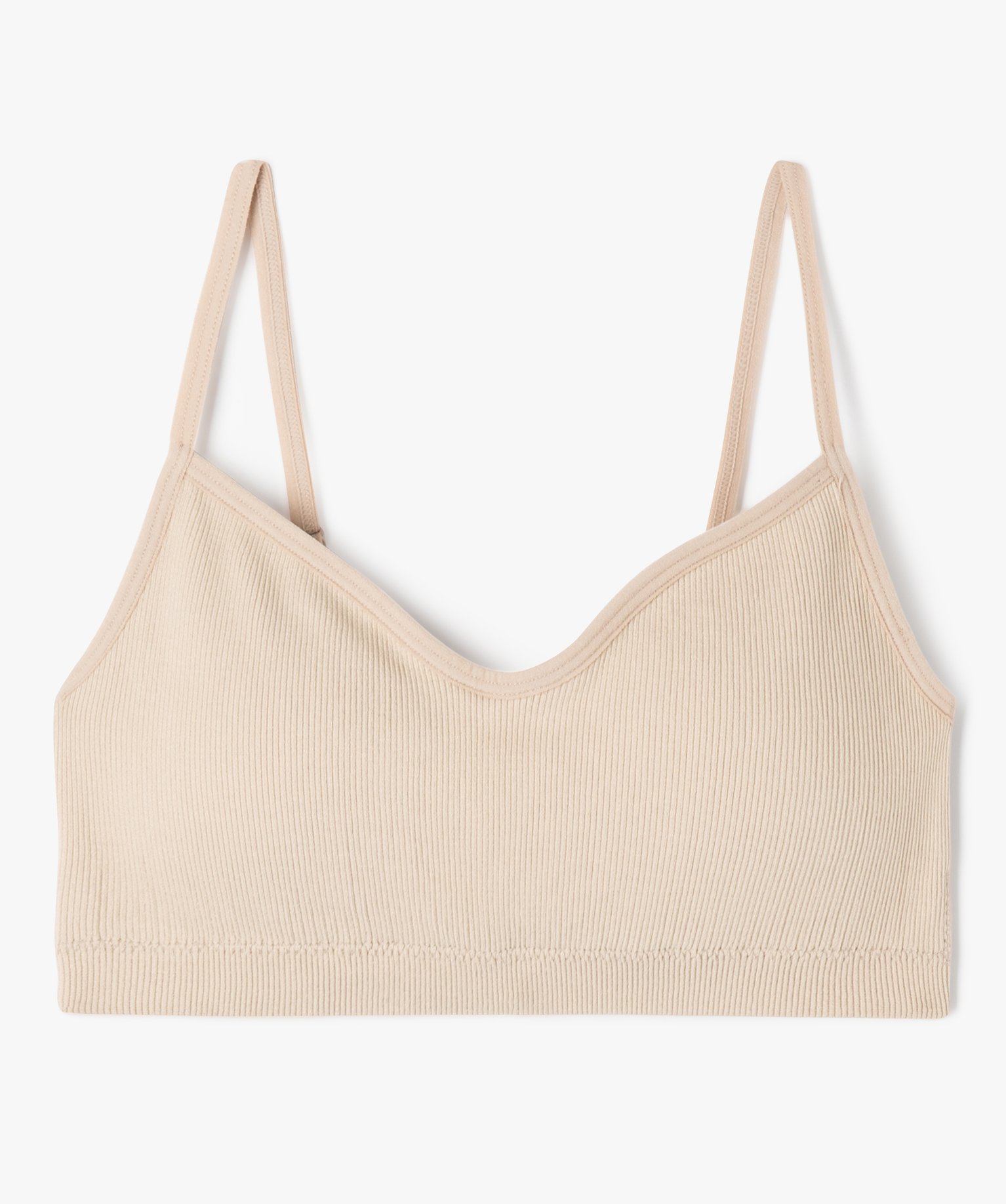 Brassière à fines bretelles en maille ctelée avec mouss... taupe | GEMO