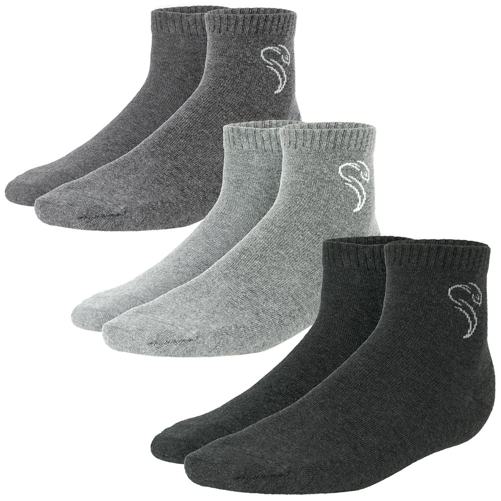 Black Snake 3-Pack Grey Pure Comfort Quarter Sneakersocken