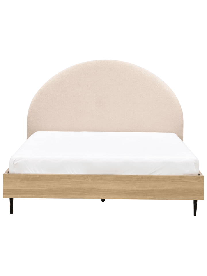 Beliani Doppelbett MILLAY in Beige/Heller Holzfarbton/Schwarz günstig kaufen onesize