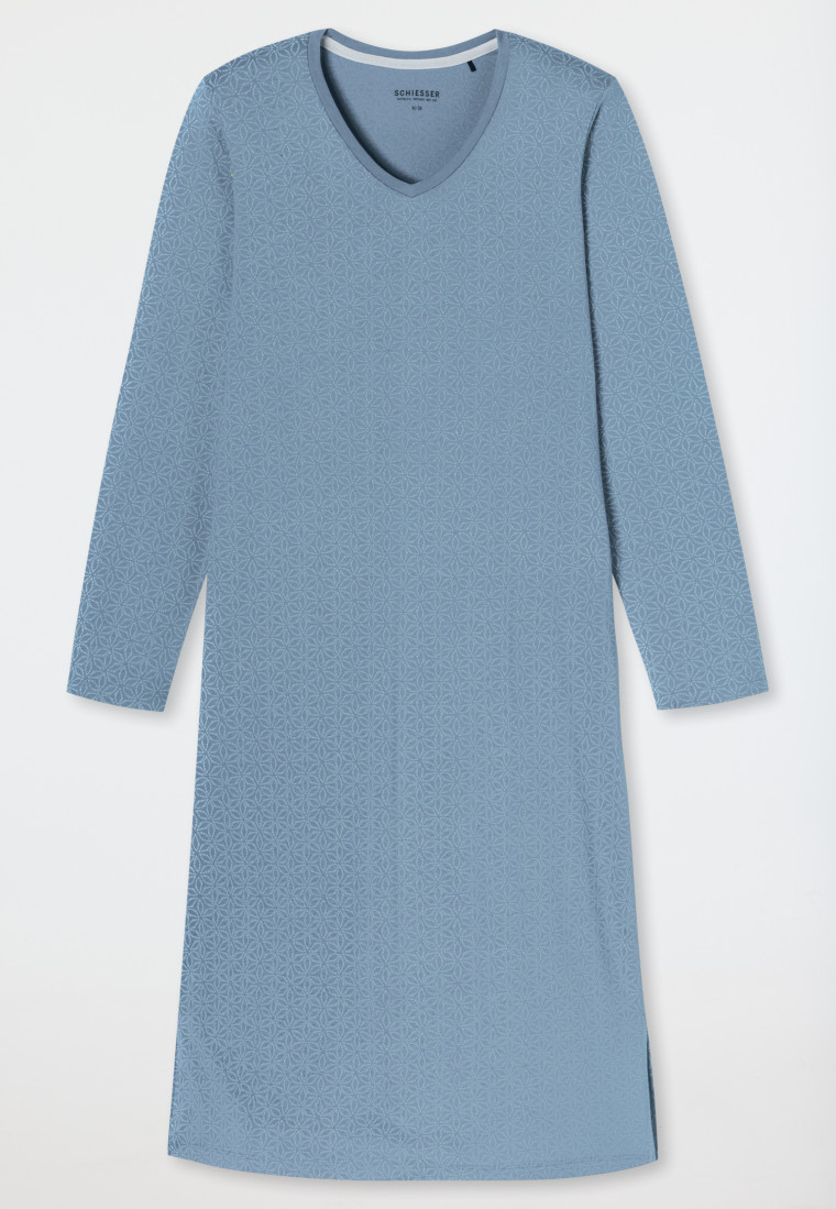 Nachthemd langarm blaugrau gemustert - Comfort Essentials