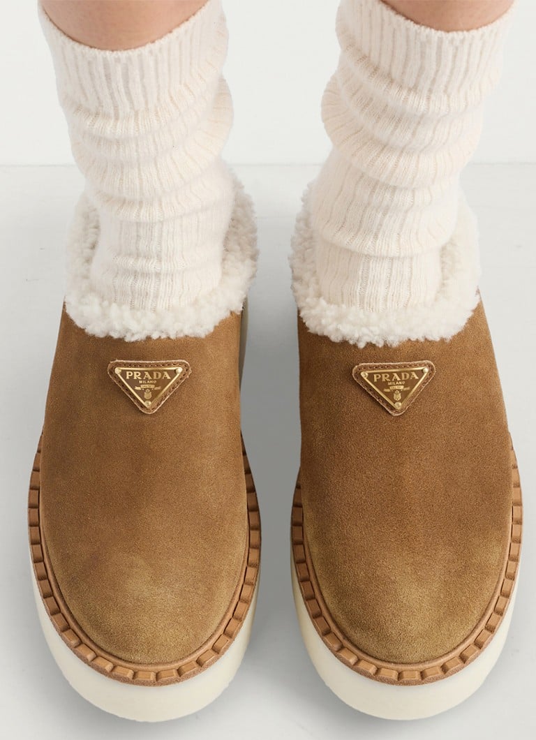 Prada Suede mokasine s ovčjom kožom