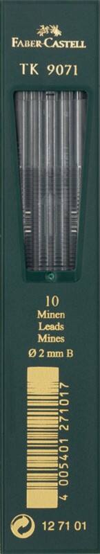 Faber-Castell Bleistiftmine 2,0 mm 2B Schwarz TK 9071 10 Stück