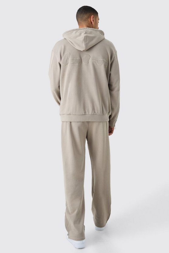 Oversize Jogginghose mit gerippter Applikation und Reißverschluss