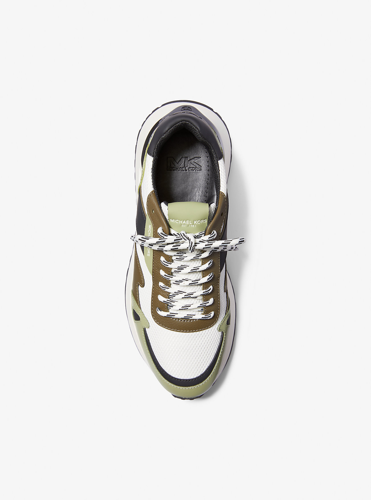 Miles fargeblokkerte signaturlogo- og mesh-sko – OLIVE